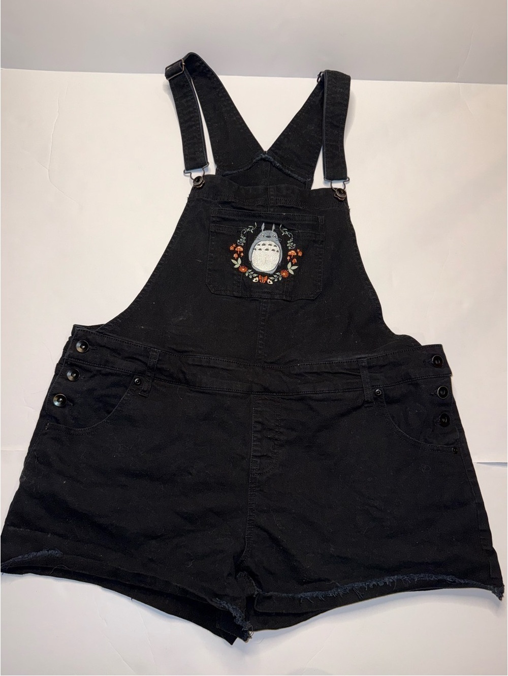 My Neighbor Totoro women’s kids Shortalls embroidered overalls Sz 2X forest